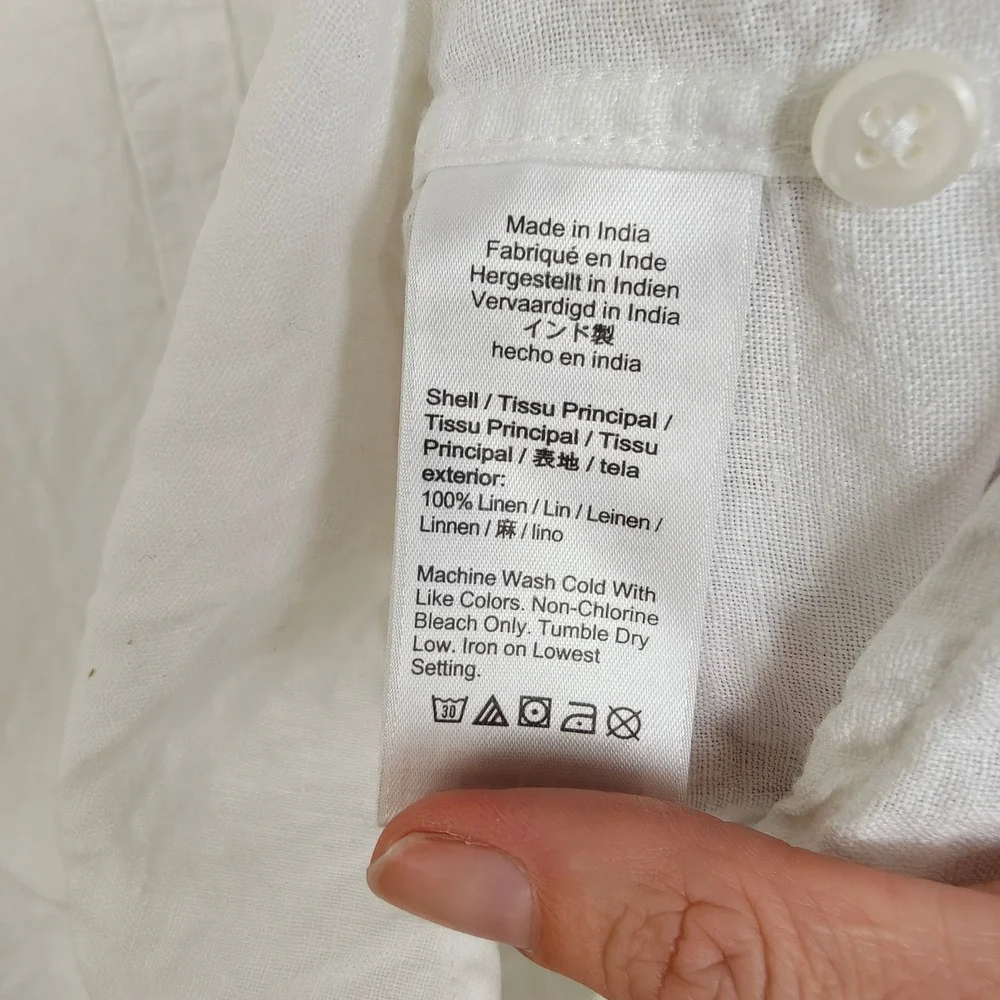 J. Crew Mens Baird McNutt Irish Linen Shirt Large White Slim Fit Coastal Summer